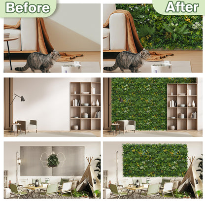 DOPGIB Artificial Green Wall Panels: 40"x120" Faux Greenery Vine Hedge Ivy Privacy Fence Screen with UV Protection&Fake Boxwood Plant Backdrop for Indoor Wedding and Outdoor Garden Backyard Decor
