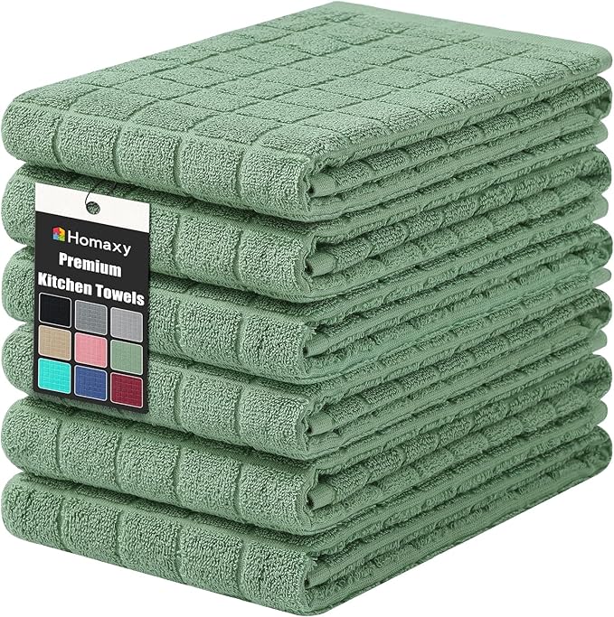 Homaxy Premium Cotton Kitchen Towels 16"x 28", Large Natural Ring Spun 390 GSM