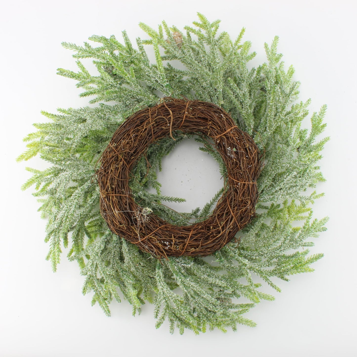 AuldHome Design Artificial Christmas Wreaths (2-Pack, 14-Inch); Evergreen Flocked Greenery w/Pinecones for Doors, Stairways and Windows, Indoor/Outdoor