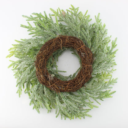 AuldHome Design Artificial Christmas Wreaths (2-Pack, 14-Inch); Evergreen Flocked Greenery w/Pinecones for Doors, Stairways and Windows, Indoor/Outdoor
