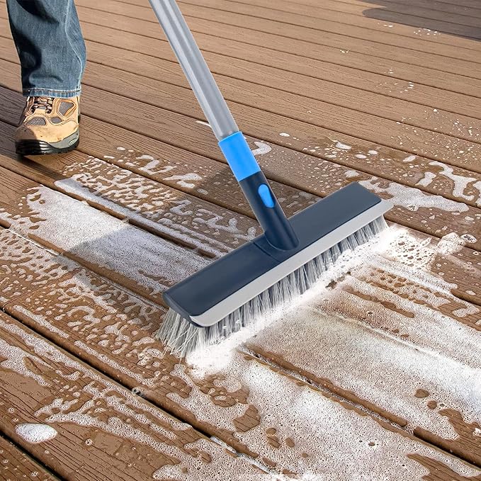 KeFanta Deck Brush with Long Handle, 2 in 1 Floor Scrub Brush