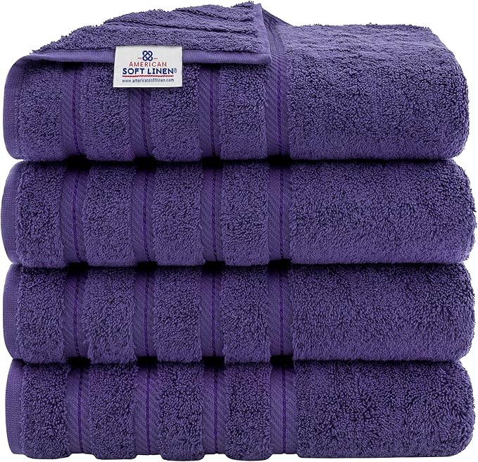 American Soft Linen Luxury 4 Piece Bath Towel Set, 600 GSM 100% Cotton Turkish