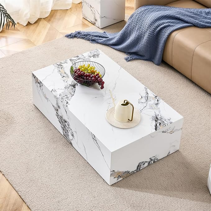 Faux Marble Coffee Table, Rectangle MDF Coffee Tables