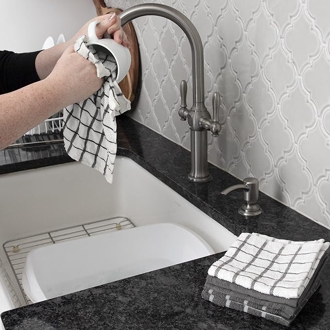 Ritz Terry Check Dish Cloth Set: Highly Absorbent & Super Soft