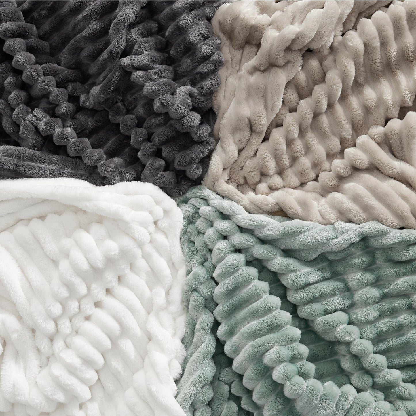 Bedsure Fleece Throw Blanket（White ＆ Beige）