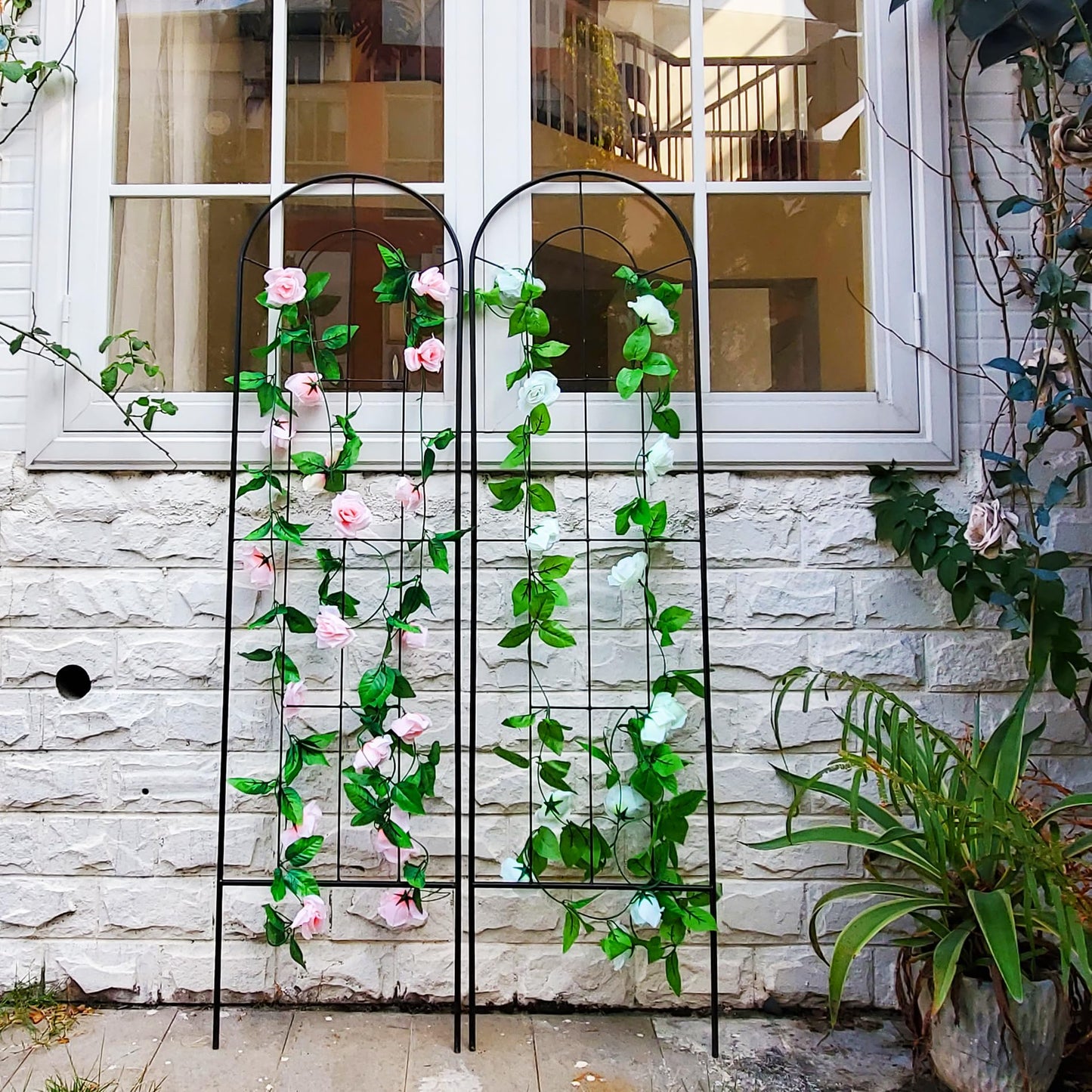 SCENDOR 2 Pack Black Garden Trellis for Climbing Plants 59" H x 15.9" W Iron Plant Support Climbing Vines and Flowers Stands Vegetables Patio Metal Lattices Garden Addition Outdoor