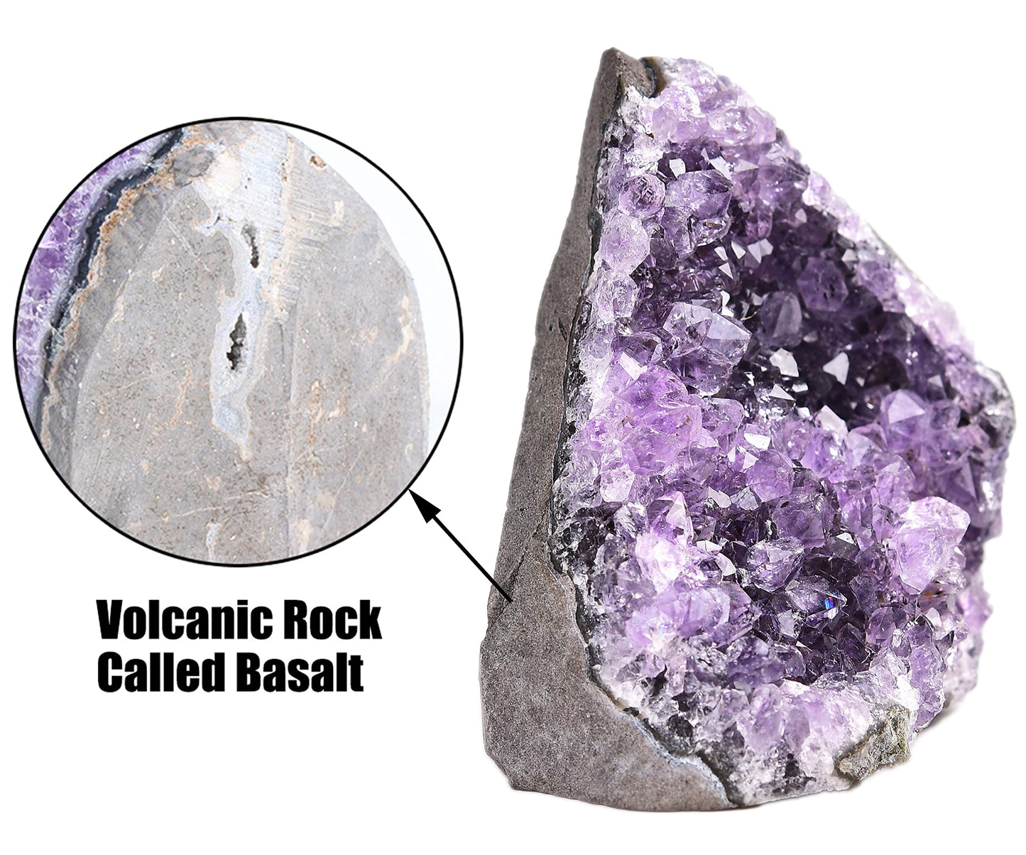 JIC Gem Natural Amethyst Crystal Cluster, Light Purple Quartz Geode, 2-3 lb