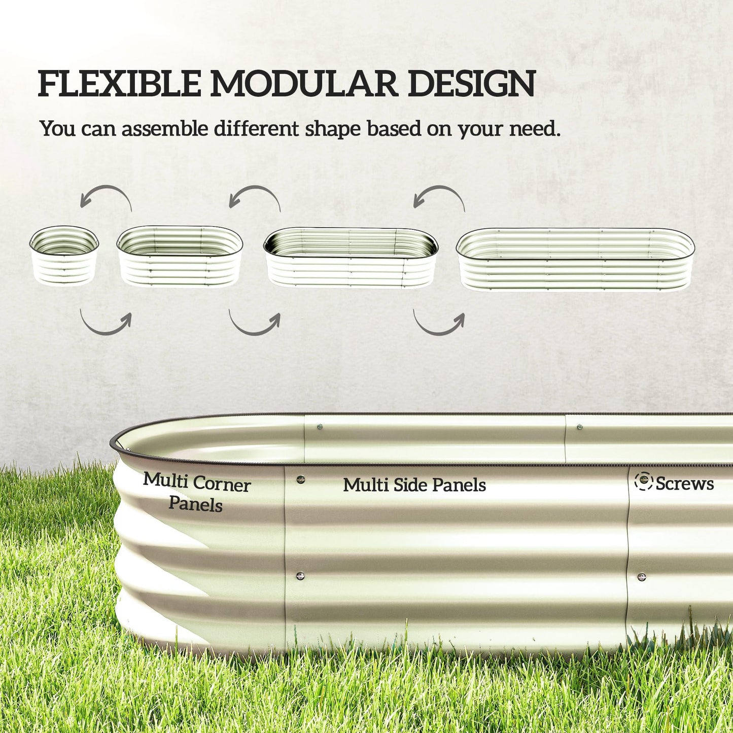 Outsunny 6.5' x 2' x 1' Galvanized Raised Garden Bed Kit, Outdoor Metal Elevated Planter Box with Safety Edging, Easy DIY Stock Tank for Growing Flowers, Herbs & Vegetables, Cream