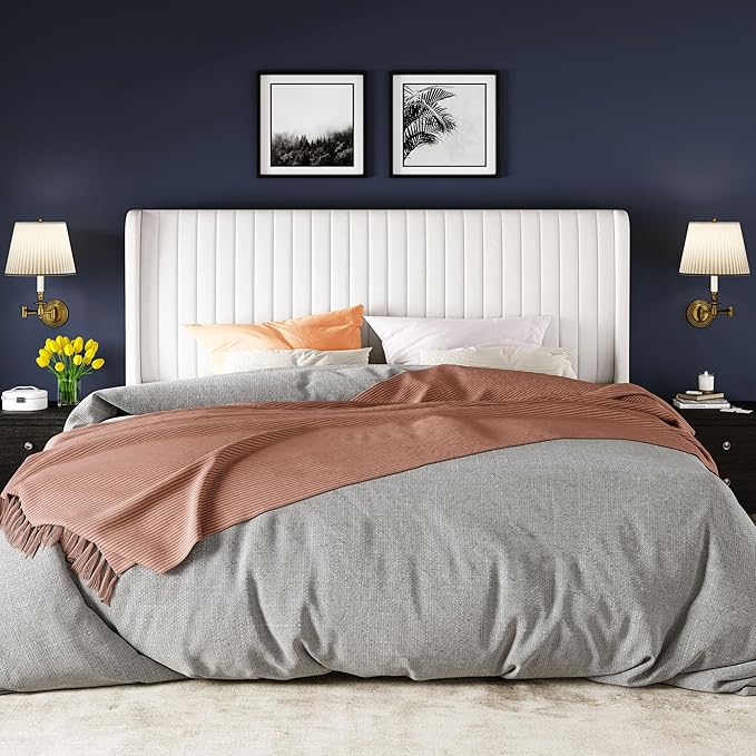 Allewie King Size Velvet Bed Frame/Vertical Channel Tufted Wingback