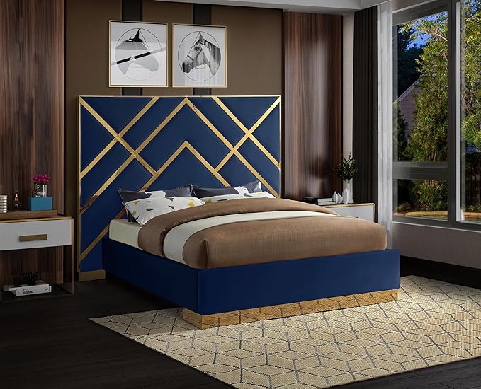 Meridian Furniture VectorNavy-Q Vector Collection Modern | Contemporary Velvet