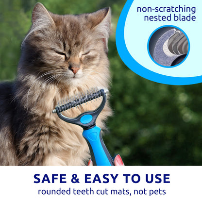 Pat Your Pet Cat & Dog Brush - Double Sided Undercoat Rake - Grooming and Deshedding Tool for Dogs and Cats with Medium or Long Hair