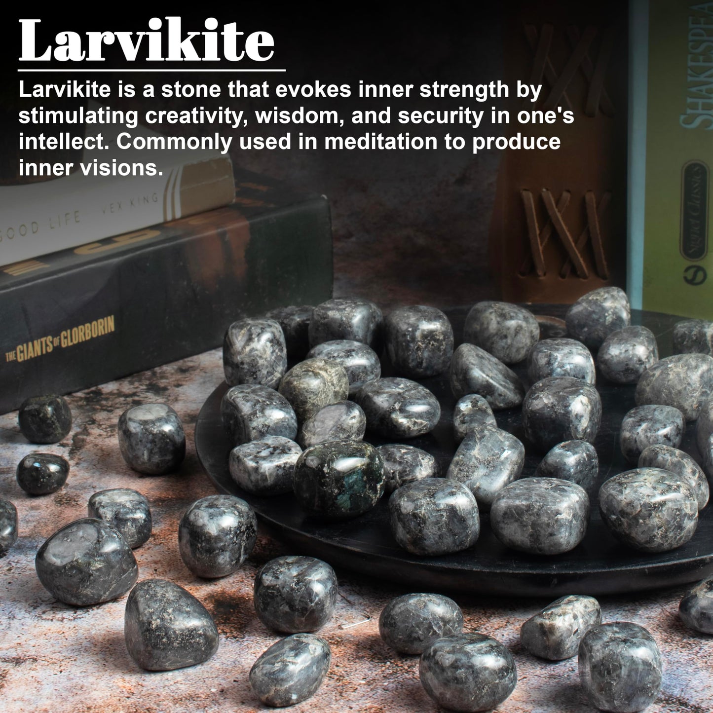 ZAICUS 1lb Larvikite Tumbled Stones | Polished Crystals Healing | Natural Stones | Feng Shui | Chakra Balancing | Good Luck | Reiki Gift | Home Decor | Size 20-25 mm