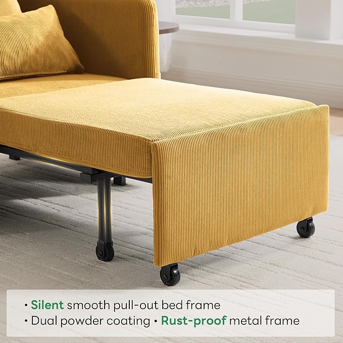 Iroomy 5-Level Adjustable Convertible Sleeper Chair, 3-in-1 Corduroy Pull Out