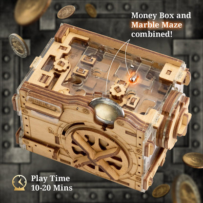 iDventure A-maze-ing Safe - Marble Run Money Puzzle box - Tricky gift packaging - 3D puzzle for adults - Escape Room game - brain teaser - birthday gift gadget for men - treasure box