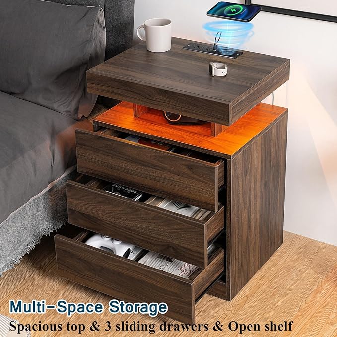 HOMMPA Rustic Brown Nightstand