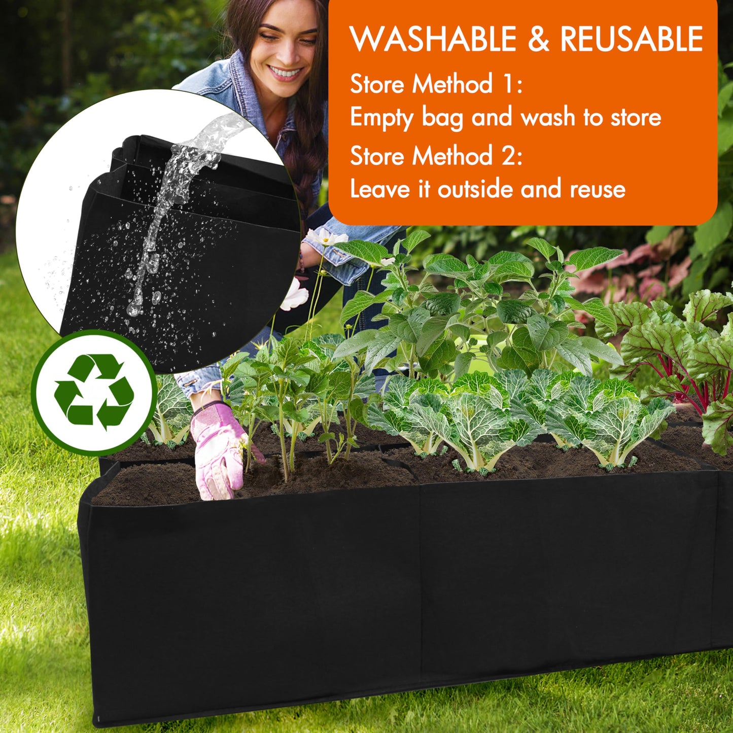Gardzen 2 Pack Fabric Raised Garden Beds, 2x4x1 FT - 8 Grids Grow Bed for Square Foot Gardening, Planting Box for Vegetables, Herbs, Flowers