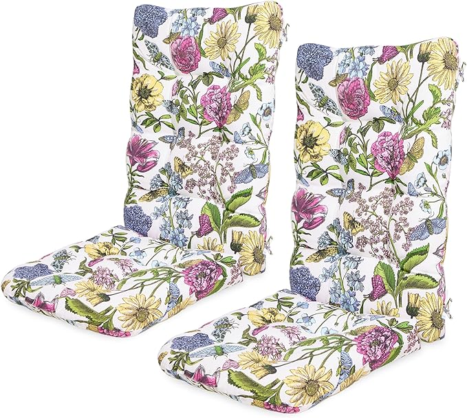 SERWALL HDPE Outdoor Rocking Cushion Set of 2, Memory Foam Cushion Flowers Pattern