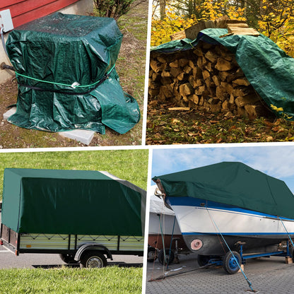 Winpull Tarp 20x25FT, 16 Mil Heavy Duty Waterproof Tarp, Large Multipurpose Cover with Brass Grommets and Reinforced Edges, UV Resistant Thick Poly Tarps for Pool Car Tent Green
