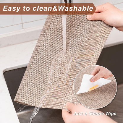 CADONO Placemats Set of 4 Washable Indoor/Outdoor Vinyl Place Mats for Dining Table Durable Non-Slip Heat Resistant PVC Weave Table Mats（Beige）