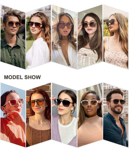 SOJOS Retro Aviator Sunglasses for Women Men,Trendy Rectangle Womens Mens Shades Sun Glasses SJ2202 Coffee Tortoise Frame Coffee Lens