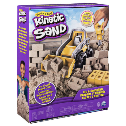 Kinetic Sand, Dig & Demolish Truck Playset with 453 g of Kinetic Sand, for Kids Aged 3 and Up