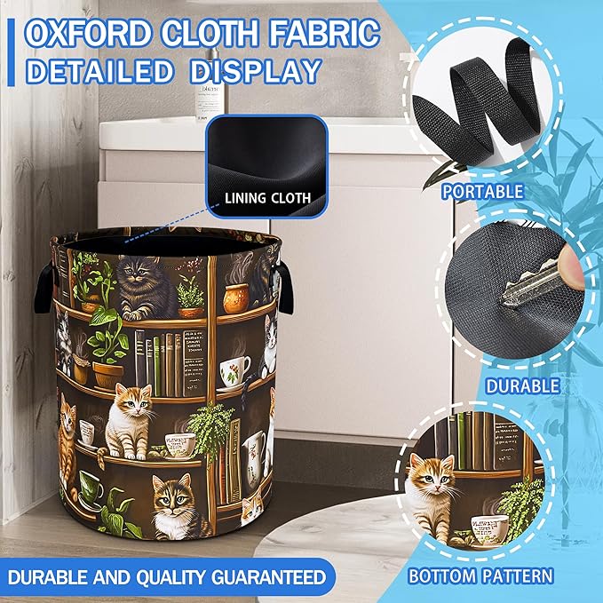Cute Cat Laundry Basket Bookshelf Animal Oxford Cloth Laundry Hamper Funny