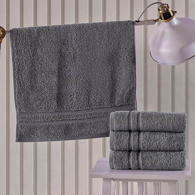 Hawmam Linen Cool Grey Hand Towels 4-Pack