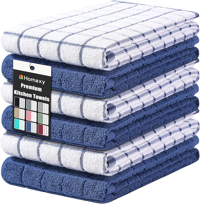 Homaxy Premium Cotton Kitchen Towels 16"x 28", Large Natural Ring Spun 390 GSM