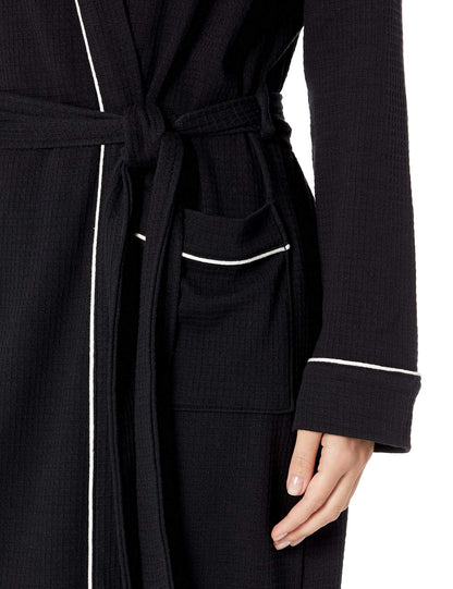 Amazon Essentials Women's Lightweight Waffle Full-Length Robe (Available in Plus Size), Black, XL