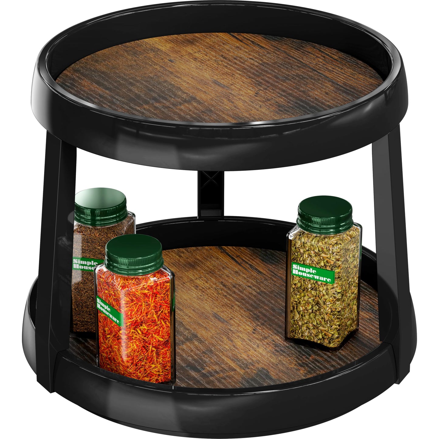 Simple Houseware 2-Tier Lazy Susan Spice Organizer, 10-Inch Diameter, Rustic Brown