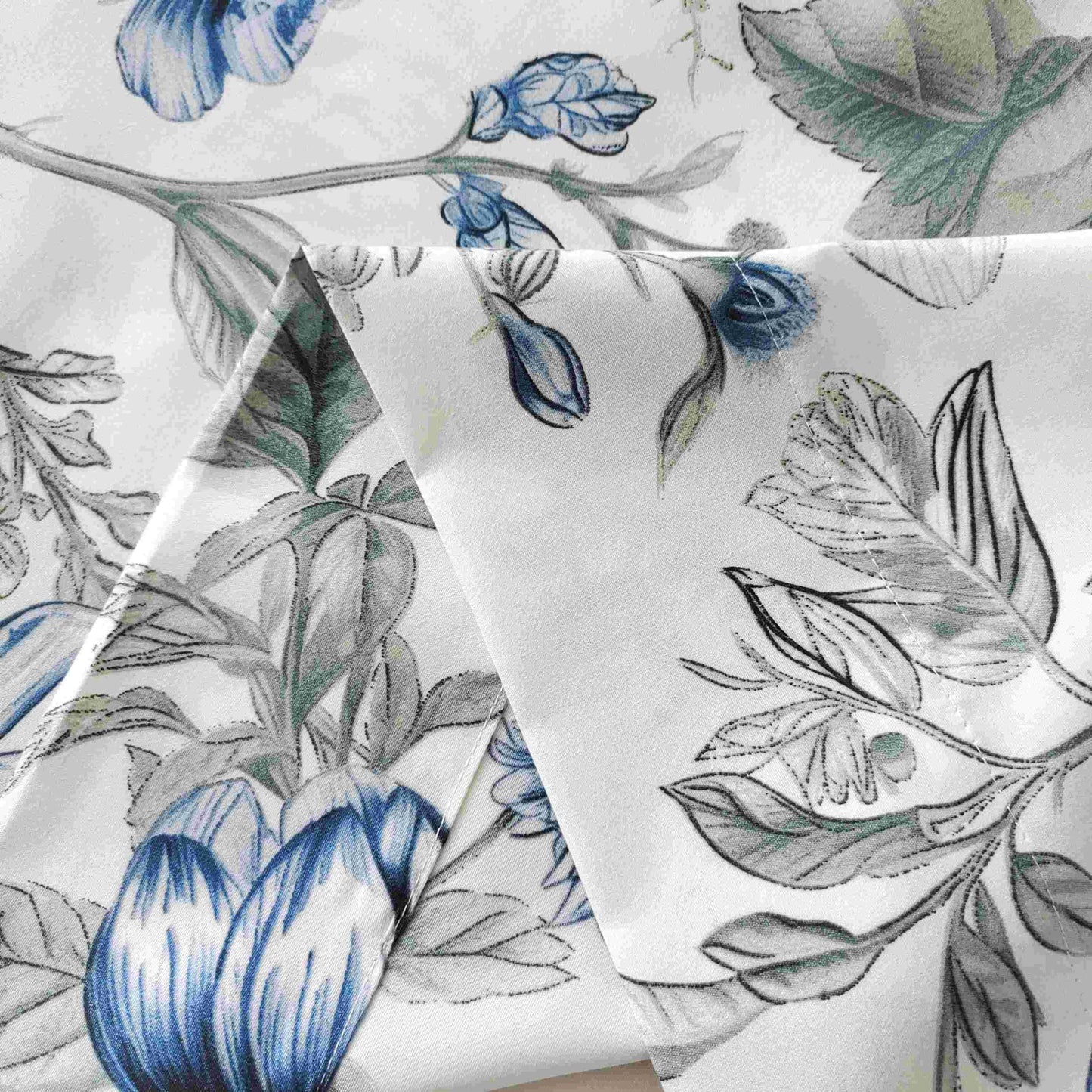 SDIII Blue Floral Twin Fitted Sheet with 2 Pillowcases, Deep Pocket Soft Microfiber Twin Bed Sheet Floral Blue All Season