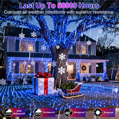 750 LED 240FT Christmas String Lights Outdoor, 12 Pro Modes and Timer Memory & Brightness, Plug in Outdoor Waterproof Clear Wire Twinkle Light for for Xmas Yard Tree Wedding Party Decor (Blue)