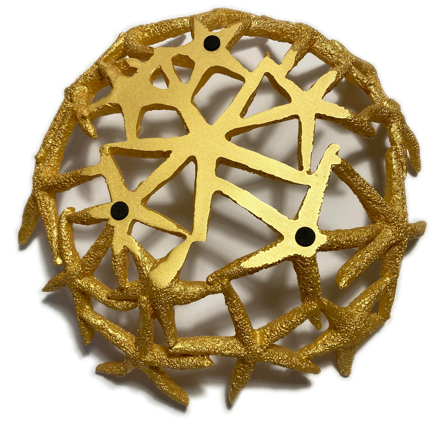 Mazeology Nautical Beach Seashore Starfish Centerpiece Bowl 11” Diameter Cast Resin Decorative Shiny Gold