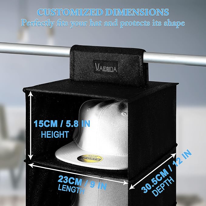 VAESIDA Hat Rack for Closet, 10 Shelf Hanging Hat Organizer for Baseball Caps