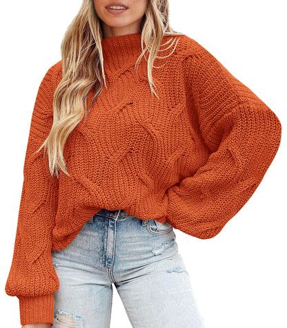 PRETTYGARDEN Women's Fall Oversized Pullover Sweaters Casual Crewneck Long Sleeve Chunky Cable Knit Tops Winter Clothing