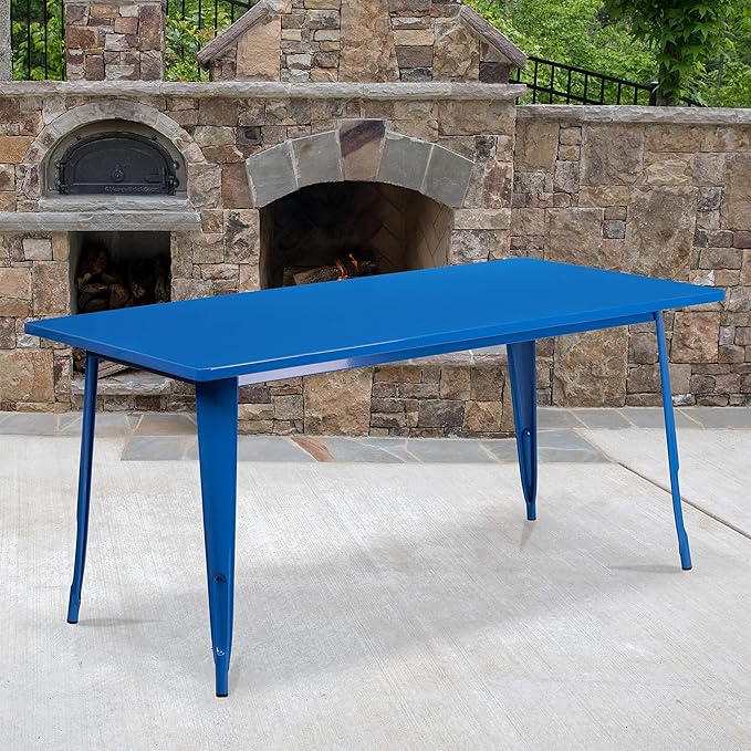 Flash Furniture Charis Commercial Grade 31.5" x 63" Rectangular Blue Metal