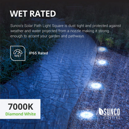 Sunco 12 Pack Solar Lights Outdoor Garden LED, Waterproof Landscape Pathway Light Fixture, Dusk to Dawn, Yard Patio Ground Lights, Deck, Cross Spike Stake, 7000K Diamond White.