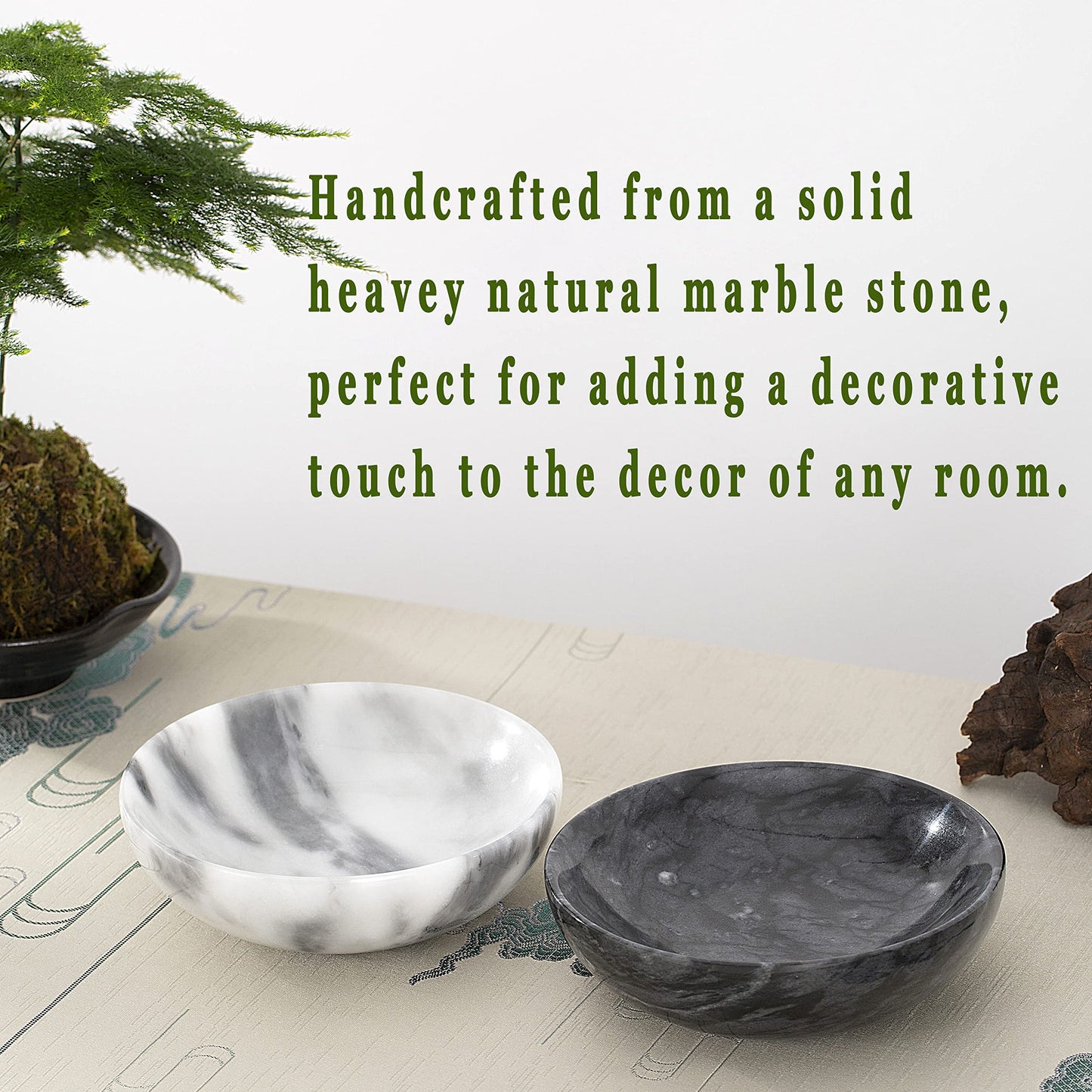 CM CHIC MONDAY 4.72 Inch Mini Decorative Bowls, Natural Small Marble Decorative Bowls for Home Decor, Key Bowl, Coffee Tables Centerpiece, Soap Serving Bowl, Incense Burner, Smudge Bowl