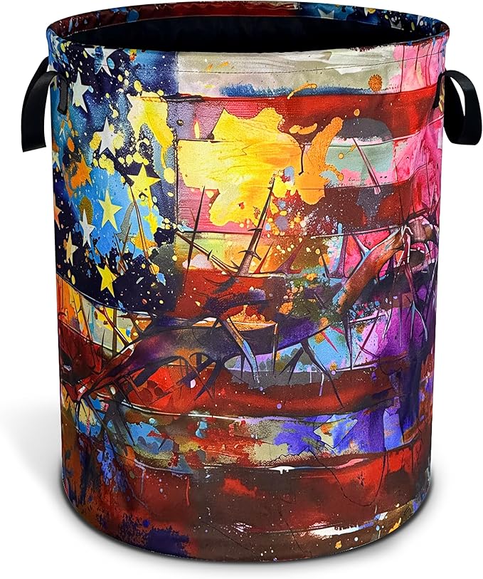 American Flag Laundry Basket Usa Flag Art Oxford Cloth Laundry Hamper
