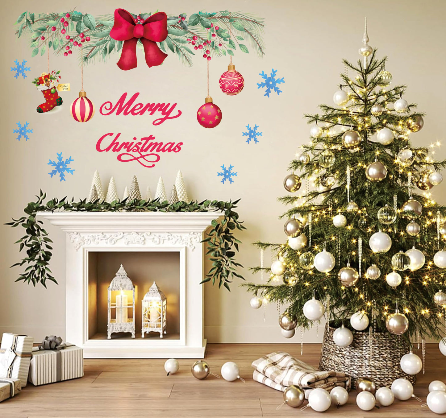 Merry Christmas Wall Decals Christmas Wall Decor Snowflake Decals Xmas Holiday Party Supplies Home Decor