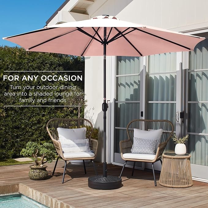 Best Choice Products 10ft Outdoor Table Compatible Steel Polyester Market Patio Umbrella w/Crank and Easy Push Button Tilt