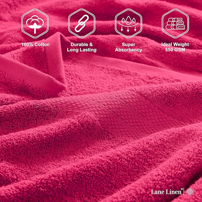 LANE LINEN Luxury 100% Ring Spun Cotton Large Bath Towels Set of 4