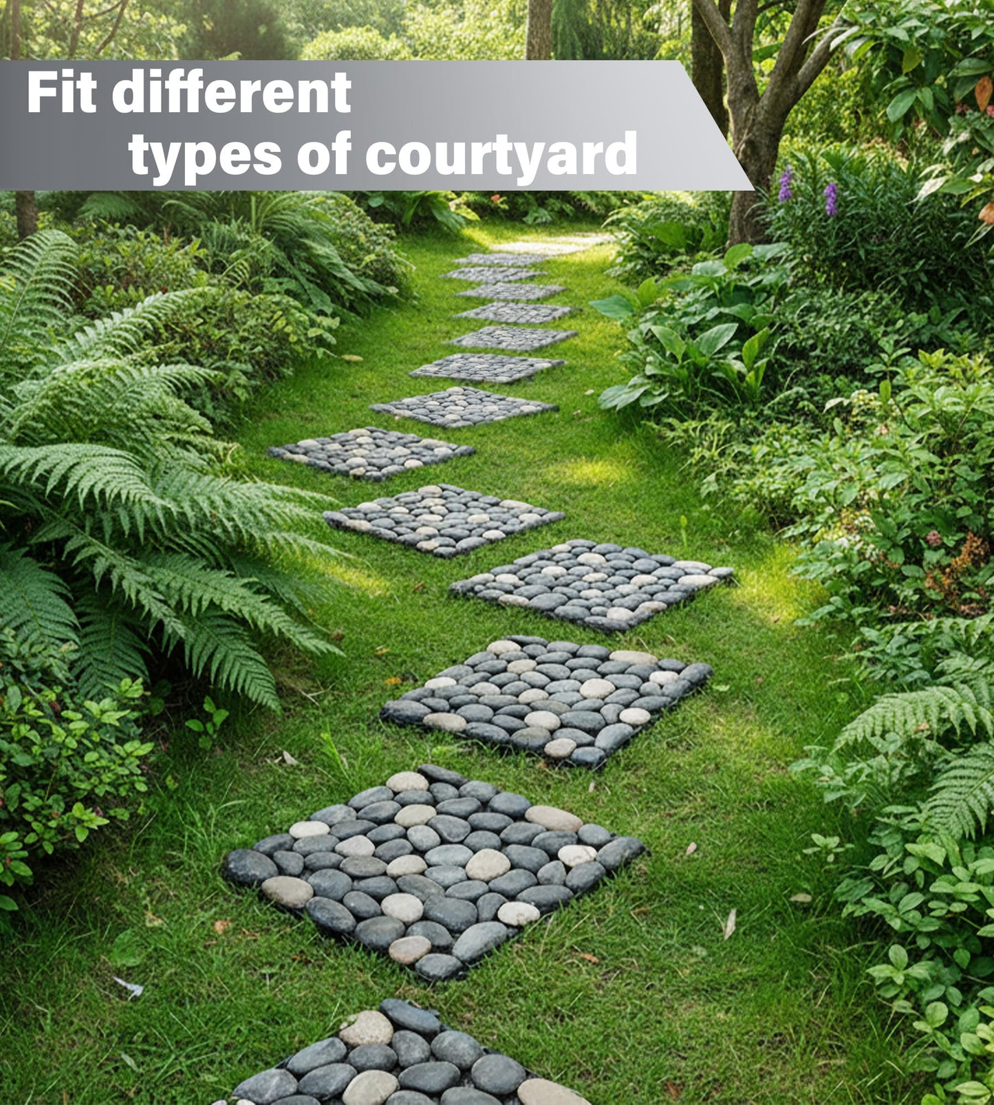 jxgzyy 4 Pcs Interlocking Stepping Stones Outdoor for Garden, 11.8" Square Pavers for Landscaping, Outside Pebble River Stone Mat for Yard Lawn Patio Pathway Walkway