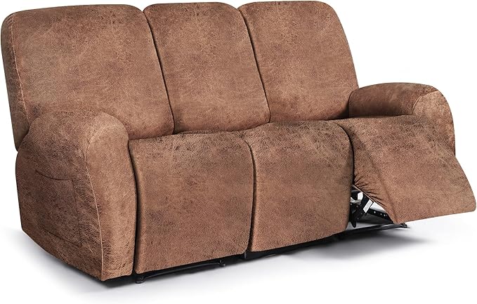 ANARACHON Leather Look Recliner Couch Cover, 8-Pieces Stretch Recliner Sofa