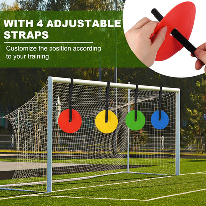 YELARXI Soccer Goal Target, Agility Hockey Shooting Goal Target Discs with 4 Straps Training Equipment, 4 Pcs & Rubber & Orange -Fit for(Lacrosse Football Soccer Baseball Practice Accuracy