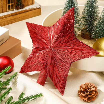 Threehoney 8.3 Inches Christmas Star Tree Topper Glitter Mini Sisal Star for Christmas Small Xmas Tree Top Decoration Ornament for Home Xmas Holiday Gift Decor(Red)