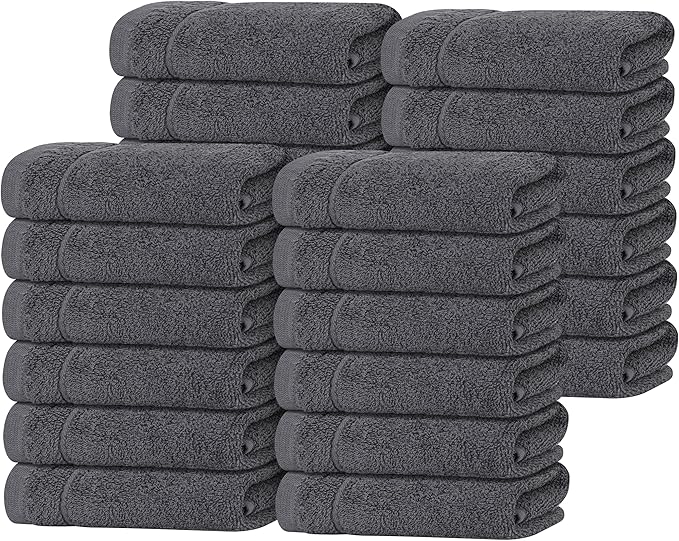 Tens Towels Pack of 24 Washcloths, 12 x 12 Inches, Lighter Weight, Quick to Dry