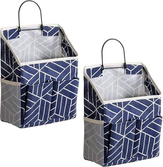 2pcs Wall Hanging Storage Bag, Small Door Closet Linen Fabric Pockets Organizer