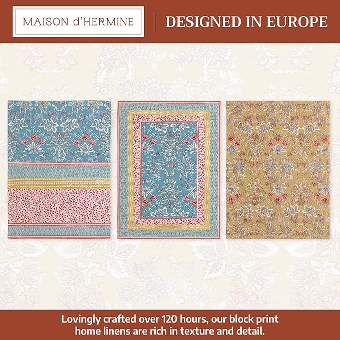Maison d' Hermine Kitchen Towels Set of 3 100% Cotton 27.50" x 20" Reusable