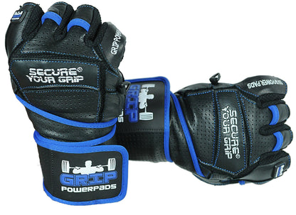 Elite Leather Gym Gloves with Built in 2" Wide Wrist Wraps Grip & Design for Weightlifting Power Lifting Bodybuilding & Strength Training Workout Exercises